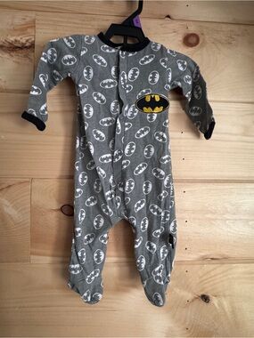 Batman Grey Footed One-Piece with Yellow Logo